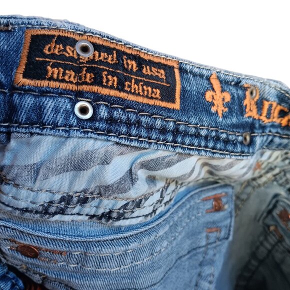 sz 28 Rock Revival Jeans Ashley Boot Easy Blue Distressed Bootcut - Picture 10 of 11